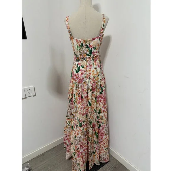 Agua By Agua Bendita lima jardiniera' floral-print linen maxi dress - Picture 4 of 11